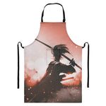 Sunset Japanese Samurai Print Bib Apron With Pocket