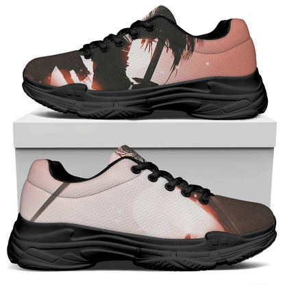 Sunset Japanese Samurai Print Black Chunky Shoes