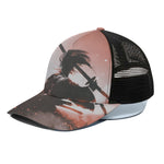 Sunset Japanese Samurai Print Black Mesh Trucker Cap
