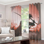 Sunset Japanese Samurai Print Blackout Grommet Curtains