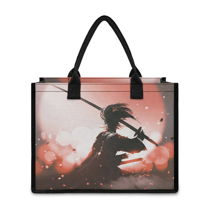 Sunset Japanese Samurai Print Canvas Tote Bag