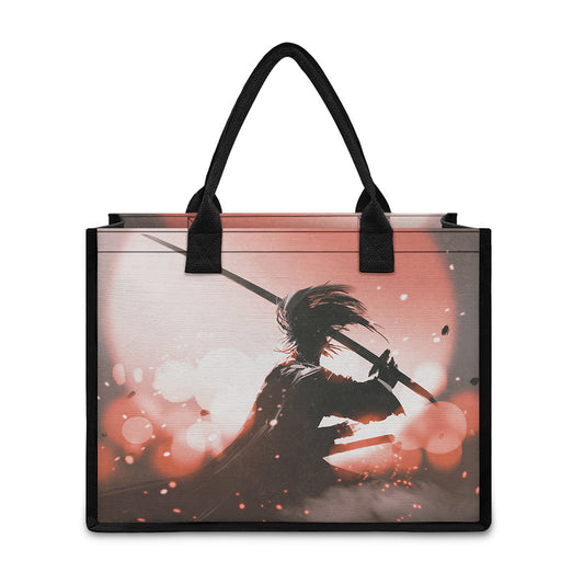 Sunset Japanese Samurai Print Canvas Tote Bag