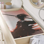 Sunset Japanese Samurai Print Changing Pad Cover