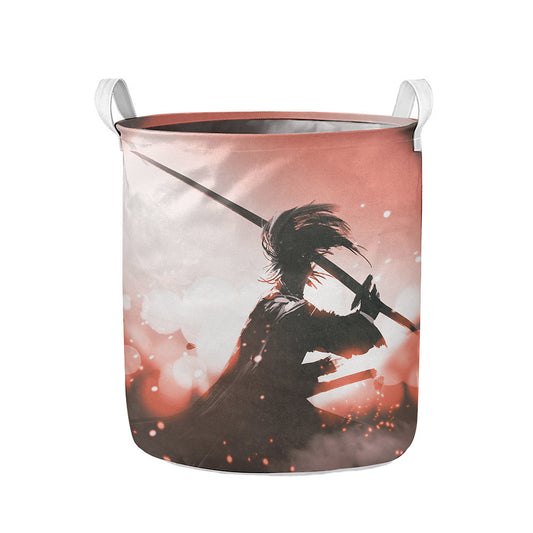 Sunset Japanese Samurai Print Collapsible Laundry Basket