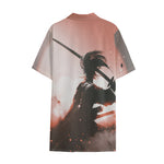 Sunset Japanese Samurai Print Cotton Hawaiian Shirt