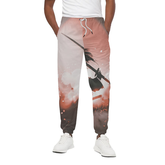 Sunset Japanese Samurai Print Cotton Pants
