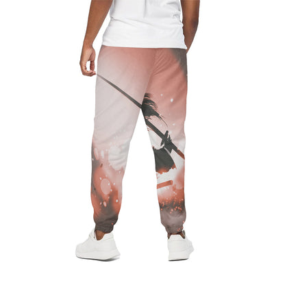 Sunset Japanese Samurai Print Cotton Pants