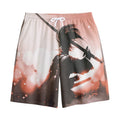 Sunset Japanese Samurai Print Cotton Shorts
