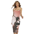 Sunset Japanese Samurai Print Cross Back Cami Dress