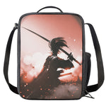 Sunset Japanese Samurai Print Crossbody Lunch Bag