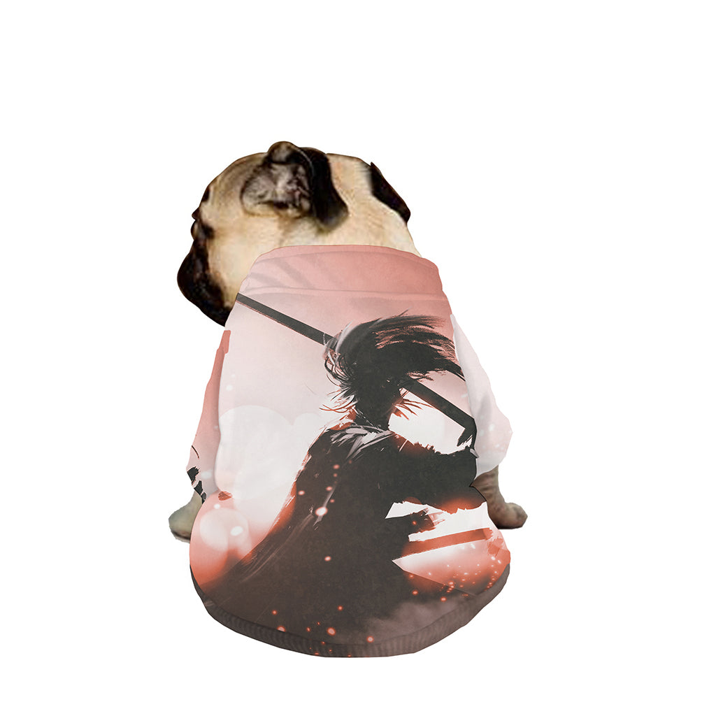 Sunset Japanese Samurai Print Dog Zip Up Jacket