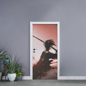 Sunset Japanese Samurai Print Door Sticker