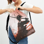 Sunset Japanese Samurai Print Drawstring Backpack