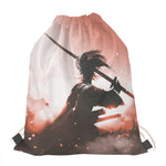 Sunset Japanese Samurai Print Drawstring Bag
