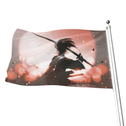 Sunset Japanese Samurai Print Flag