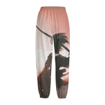 Sunset Japanese Samurai Print Fleece Lined Knit Pants
