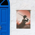 Sunset Japanese Samurai Print Garden Flag