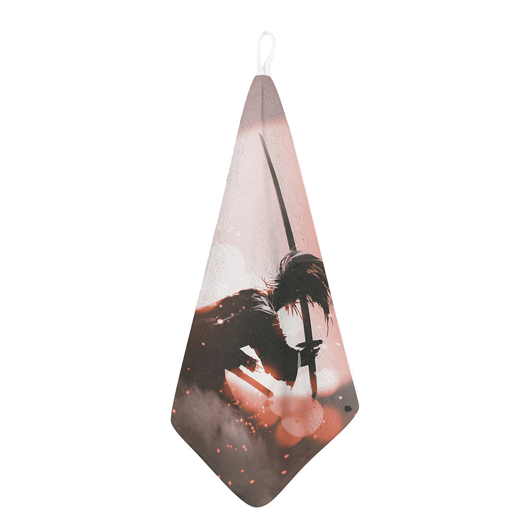 Sunset Japanese Samurai Print Hand Towel