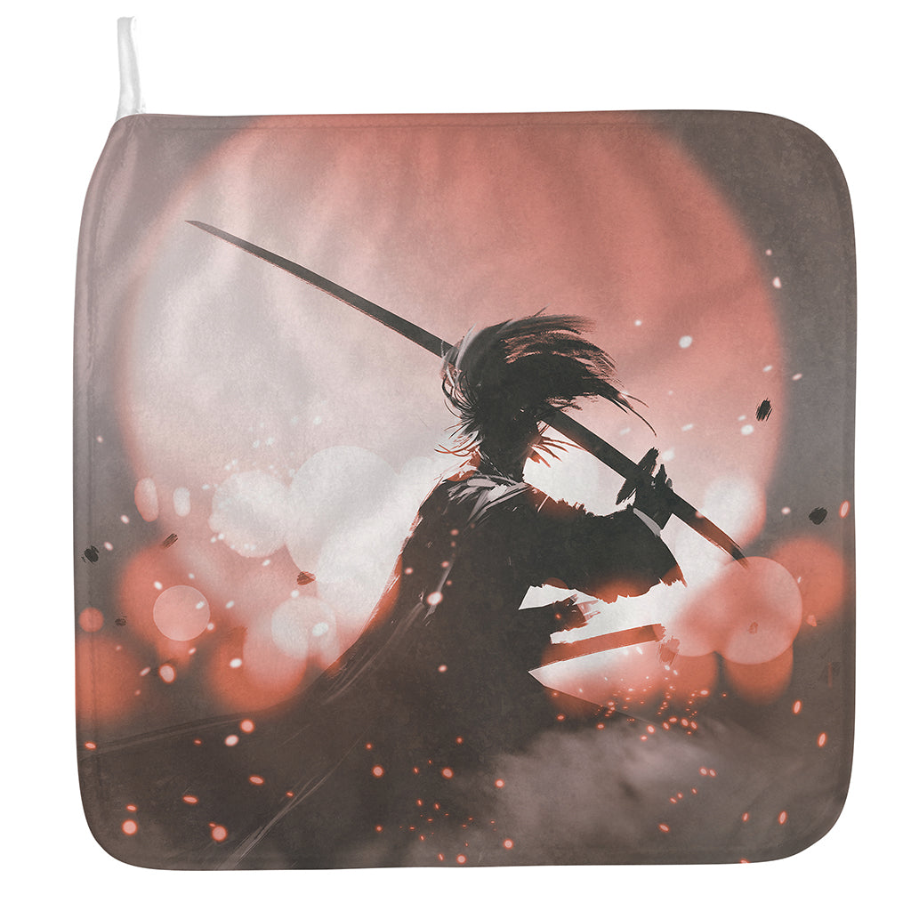 Sunset Japanese Samurai Print Hand Towel