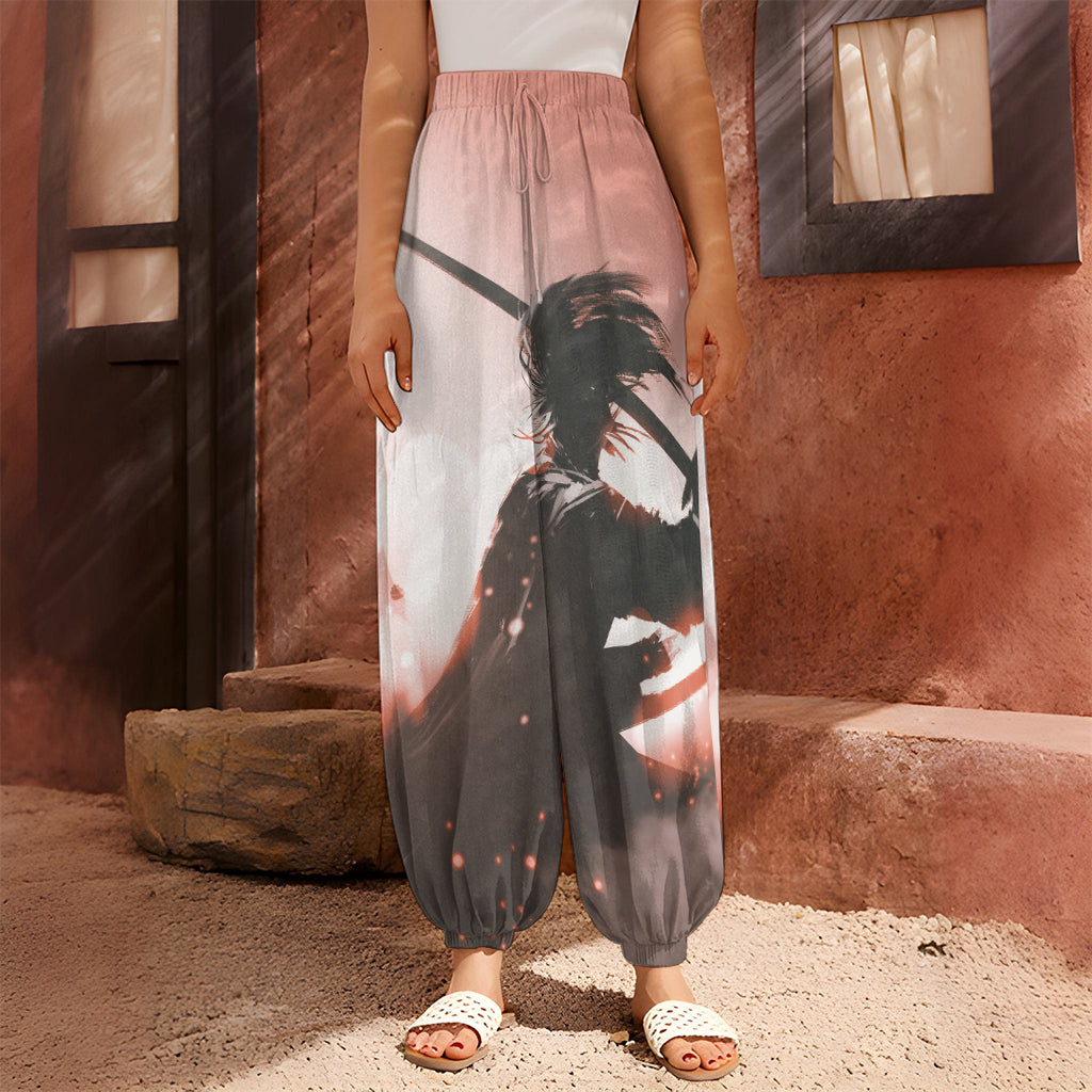 Sunset Japanese Samurai Print Harem Pants