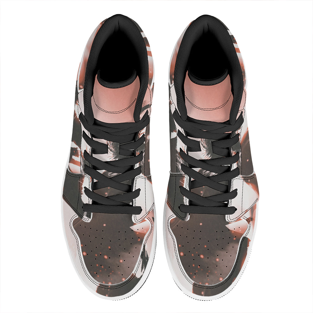 Sunset Japanese Samurai Print High Top Leather Sneakers