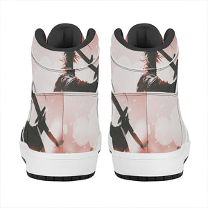 Sunset Japanese Samurai Print High Top Leather Sneakers