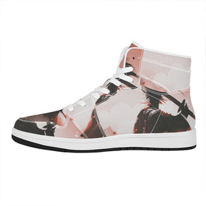 Sunset Japanese Samurai Print High Top Leather Sneakers