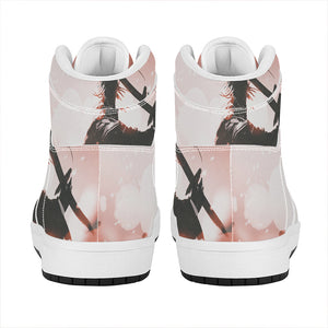 Sunset Japanese Samurai Print High Top Leather Sneakers