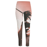 Sunset Japanese Samurai Print High-Waisted Pocket Leggings