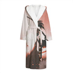 Sunset Japanese Samurai Print Hooded Bathrobe