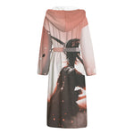 Sunset Japanese Samurai Print Hooded Bathrobe