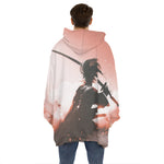 Sunset Japanese Samurai Print Hoodie Blanket