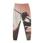 Sunset Japanese Samurai Print Jogger Pants