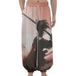 Sunset Japanese Samurai Print Lantern Pants