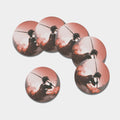 Sunset Japanese Samurai Print Leather Coaster Set
