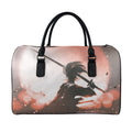 Sunset Japanese Samurai Print Leather Duffel Bag