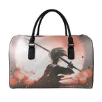 Sunset Japanese Samurai Print Leather Duffle Bag