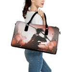 Sunset Japanese Samurai Print Leather Duffle Bag