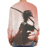 Sunset Japanese Samurai Print Long Sleeve Baseball Jersey