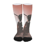 Sunset Japanese Samurai Print Long Socks