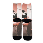 Sunset Japanese Samurai Print Long Socks