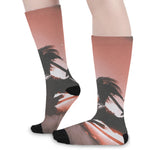Sunset Japanese Samurai Print Long Socks