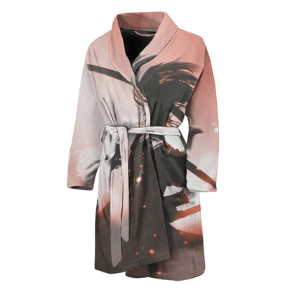 Sunset Japanese Samurai Print Men's Bathrobe