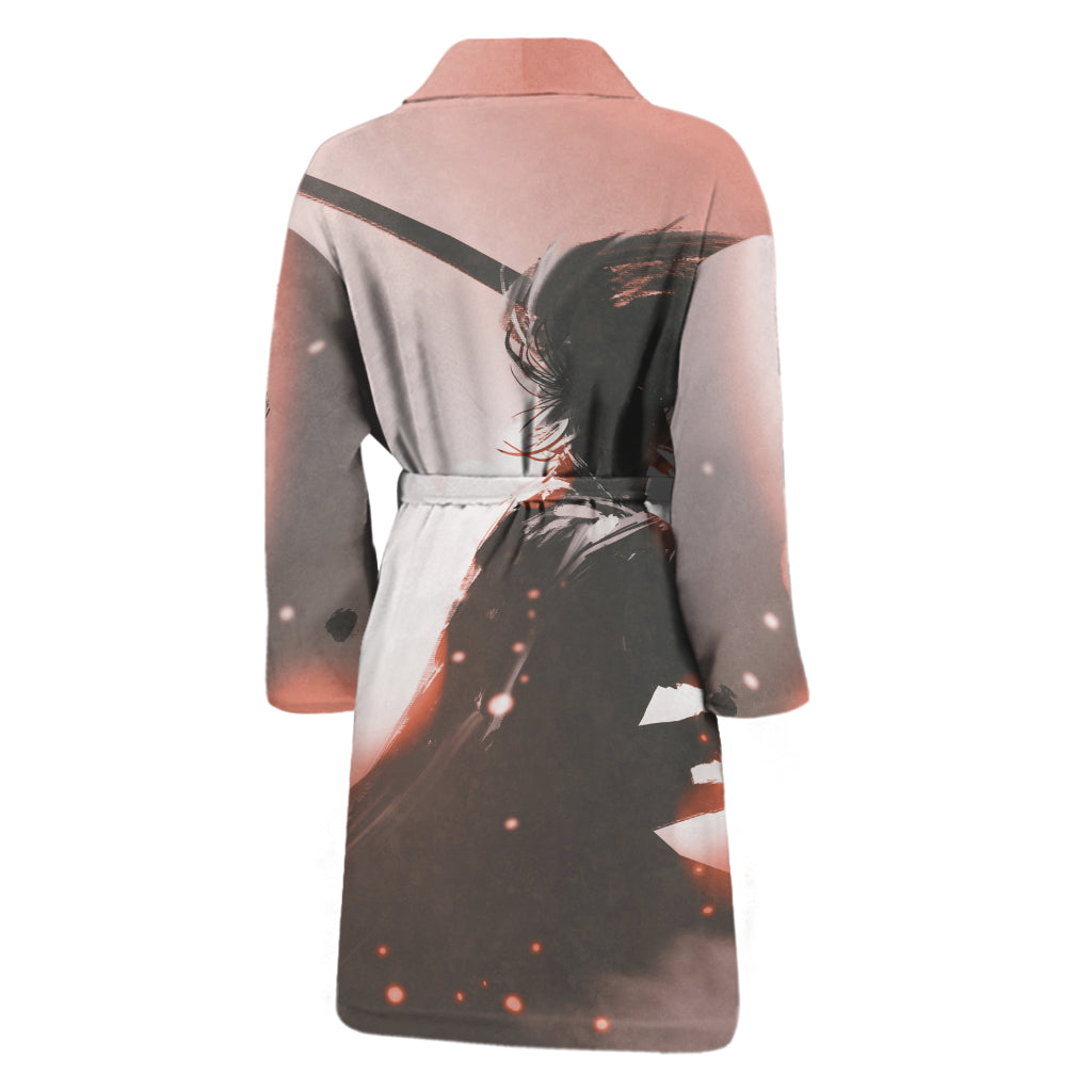 Sunset Japanese Samurai Print Men's Bathrobe