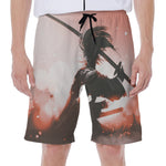 Sunset Japanese Samurai Print Men's Beach Shorts