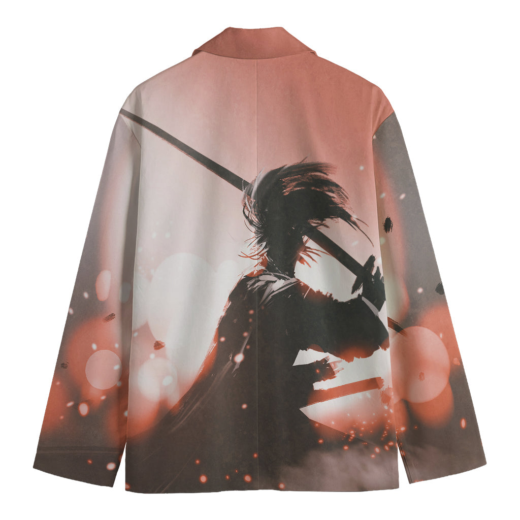 Sunset Japanese Samurai Print Men's Blazer