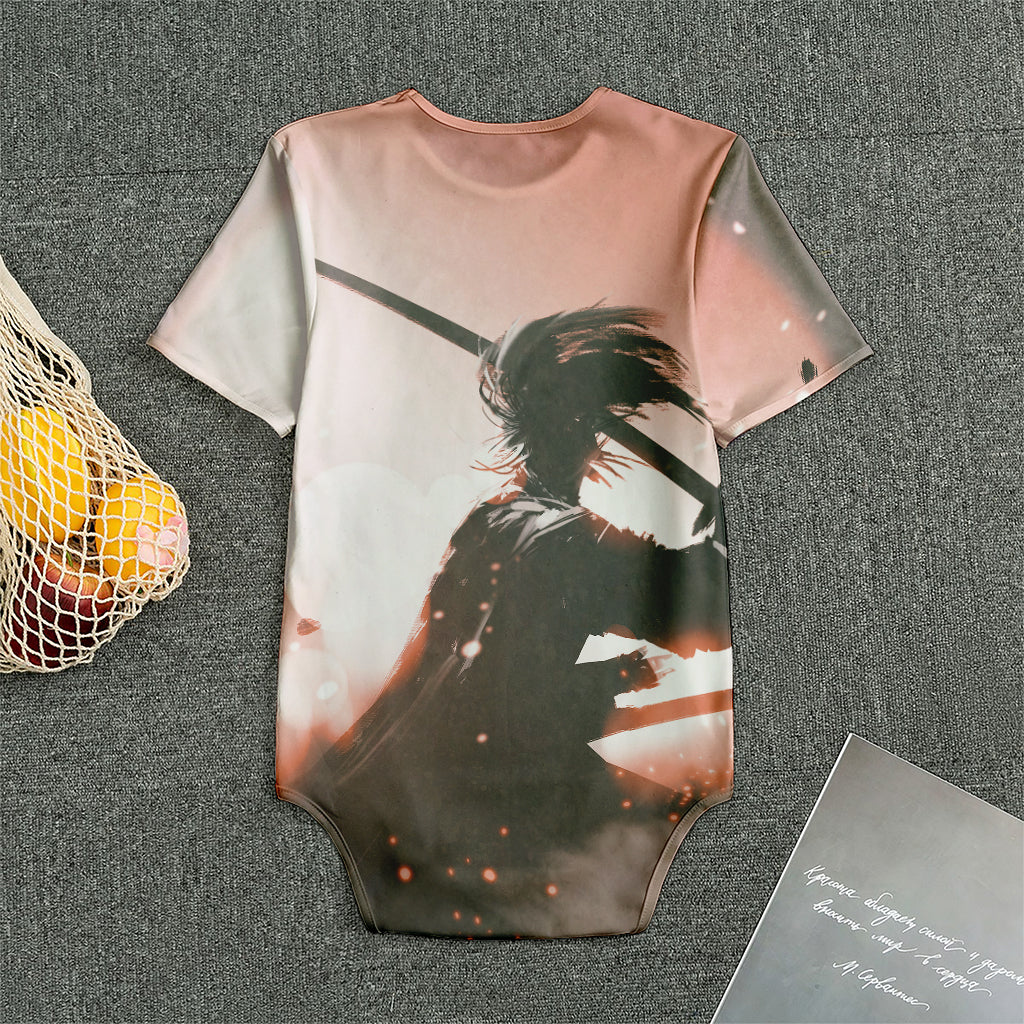 Sunset Japanese Samurai Print Men's Bodysuit