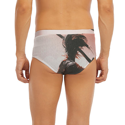 Sunset Japanese Samurai Print Men's Briefs
