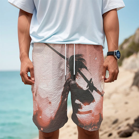 Sunset Japanese Samurai Print Men's Cargo Shorts