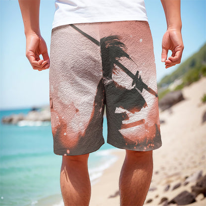 Sunset Japanese Samurai Print Men's Cargo Shorts
